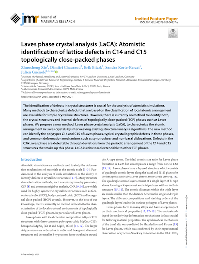 Xie21JMR LavesPhaseCrystalAnalysisLaCA Guenole